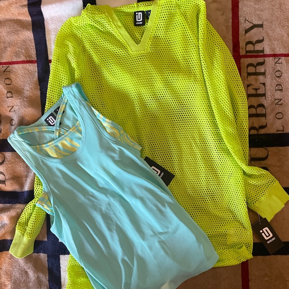 Ideology Neon Yellow and Aqua Kids Swim Coverups